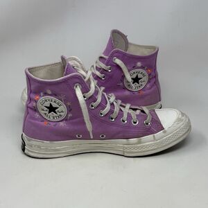 Converse Chuck 70 Little Flowers Shoes Womens 10 Purple High Top Sneakers